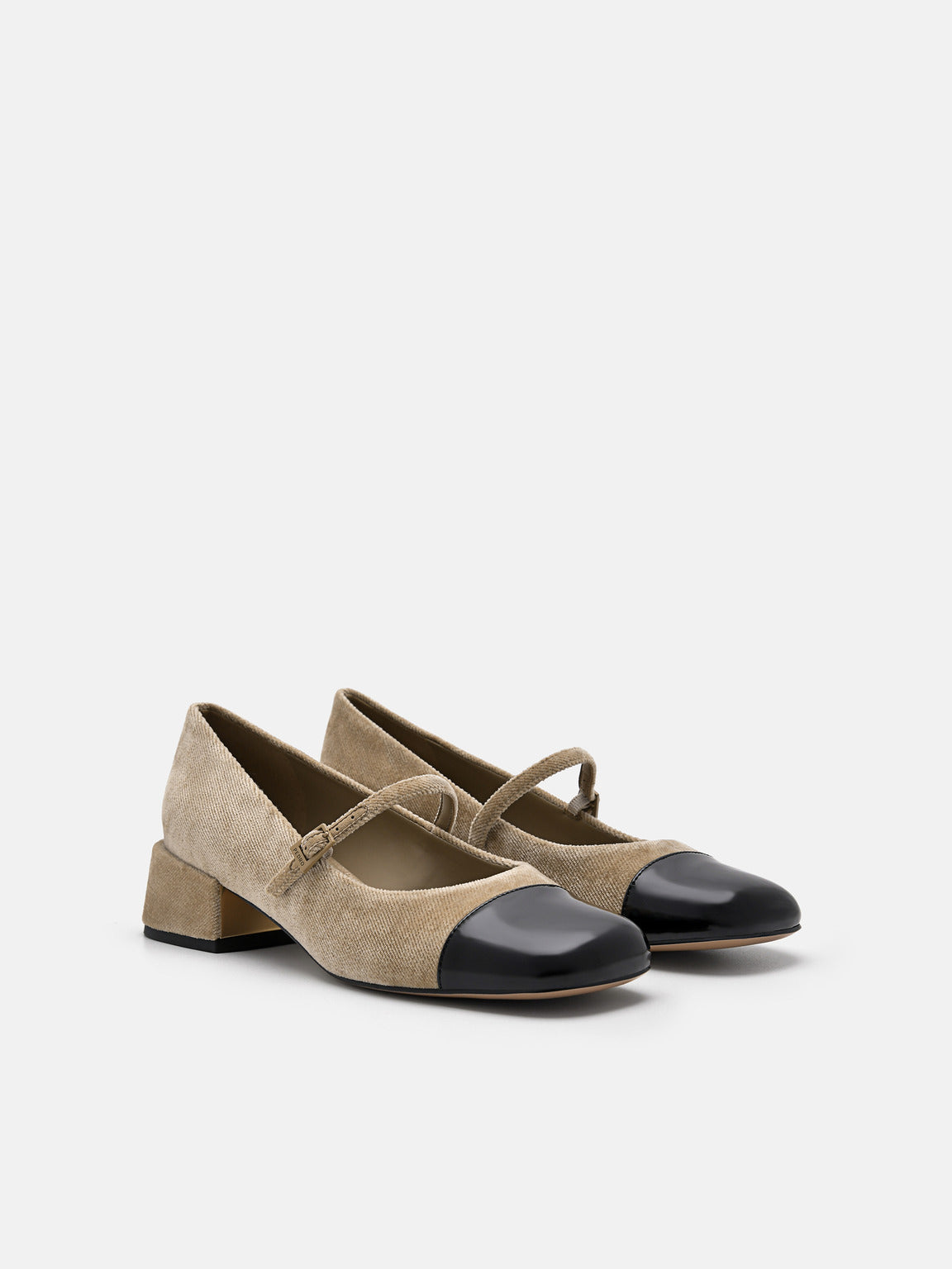 Fabric Mary Jane Pumps - Taupe