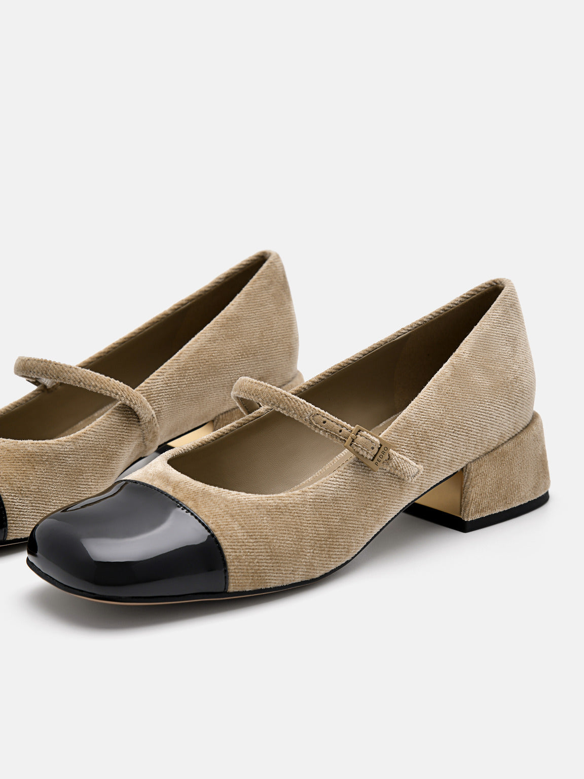 Fabric Mary Jane Pumps - Taupe