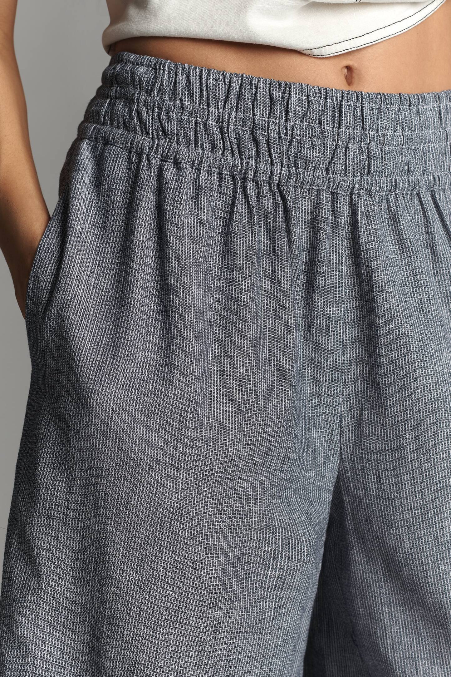 Somerset Striped Linen Blend Pull-On Pants