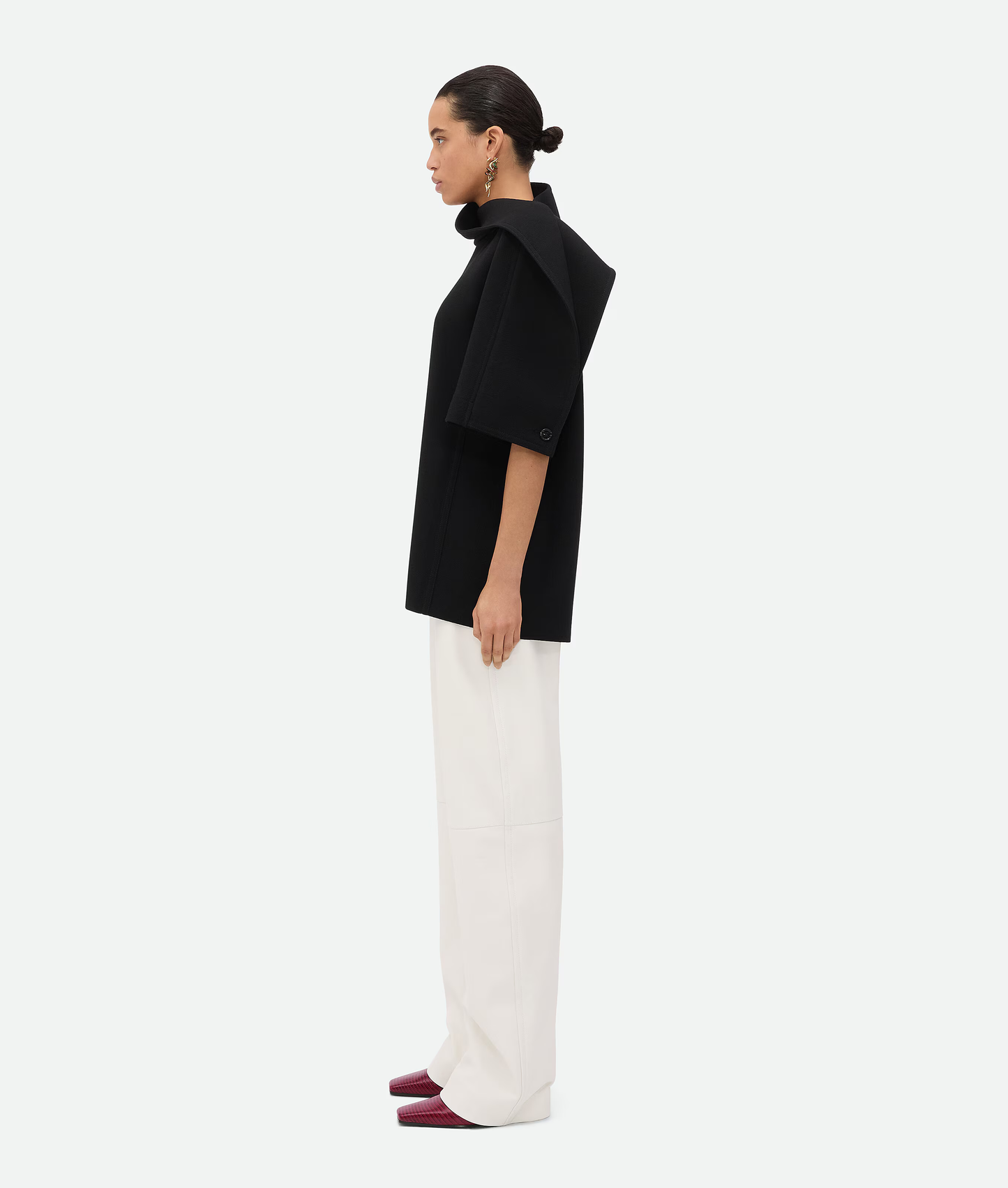 Black with stylish neck Crepe Top || Ownara