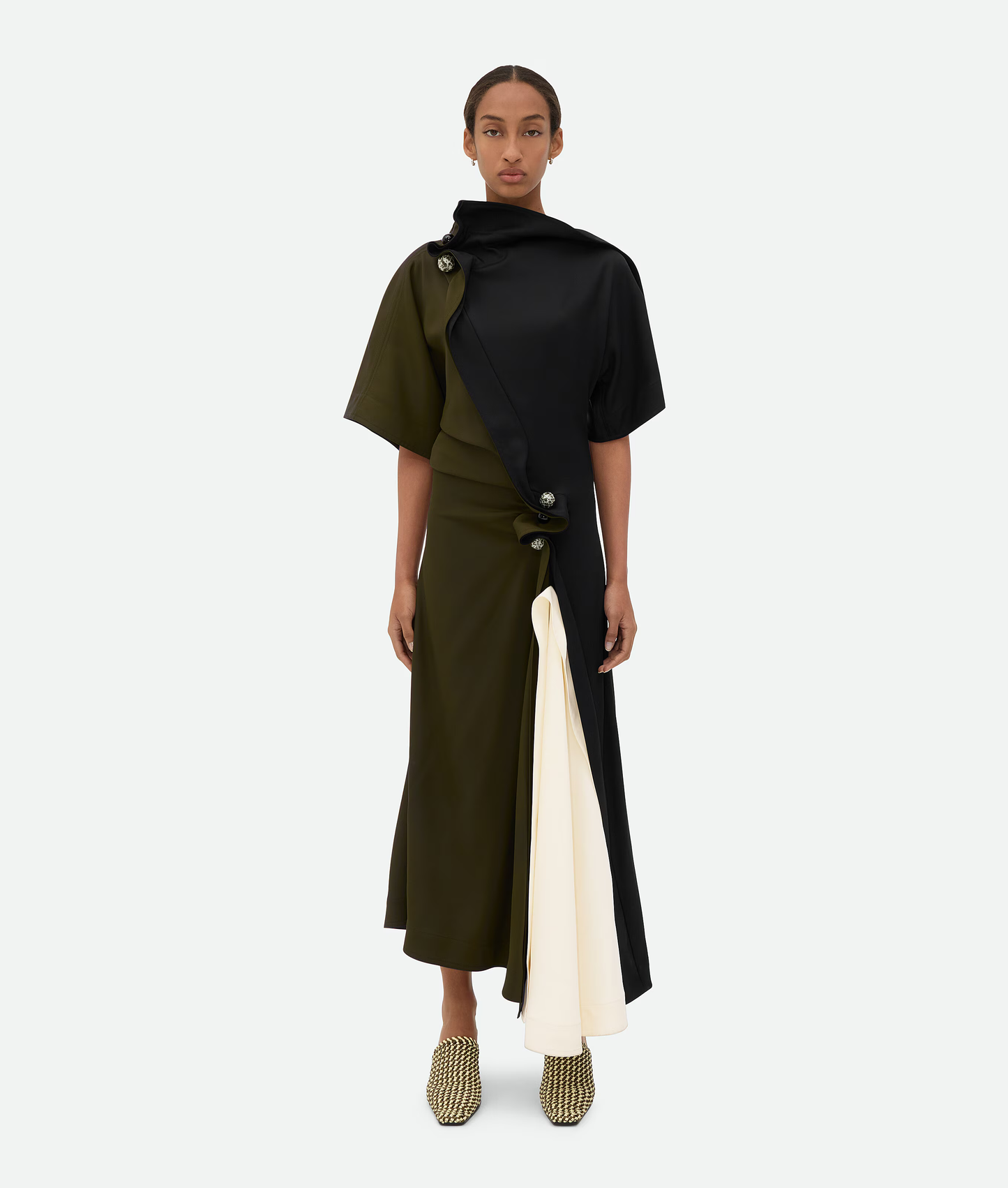 Dress in fluid stretch viscose with piercing detail || Ownara