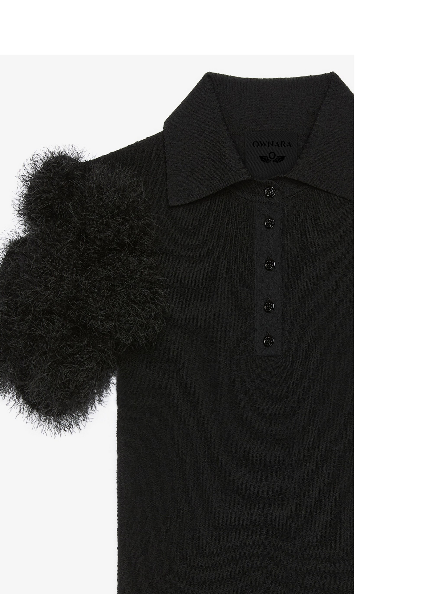 Slim fit polo in knit with pompoms || Ownara