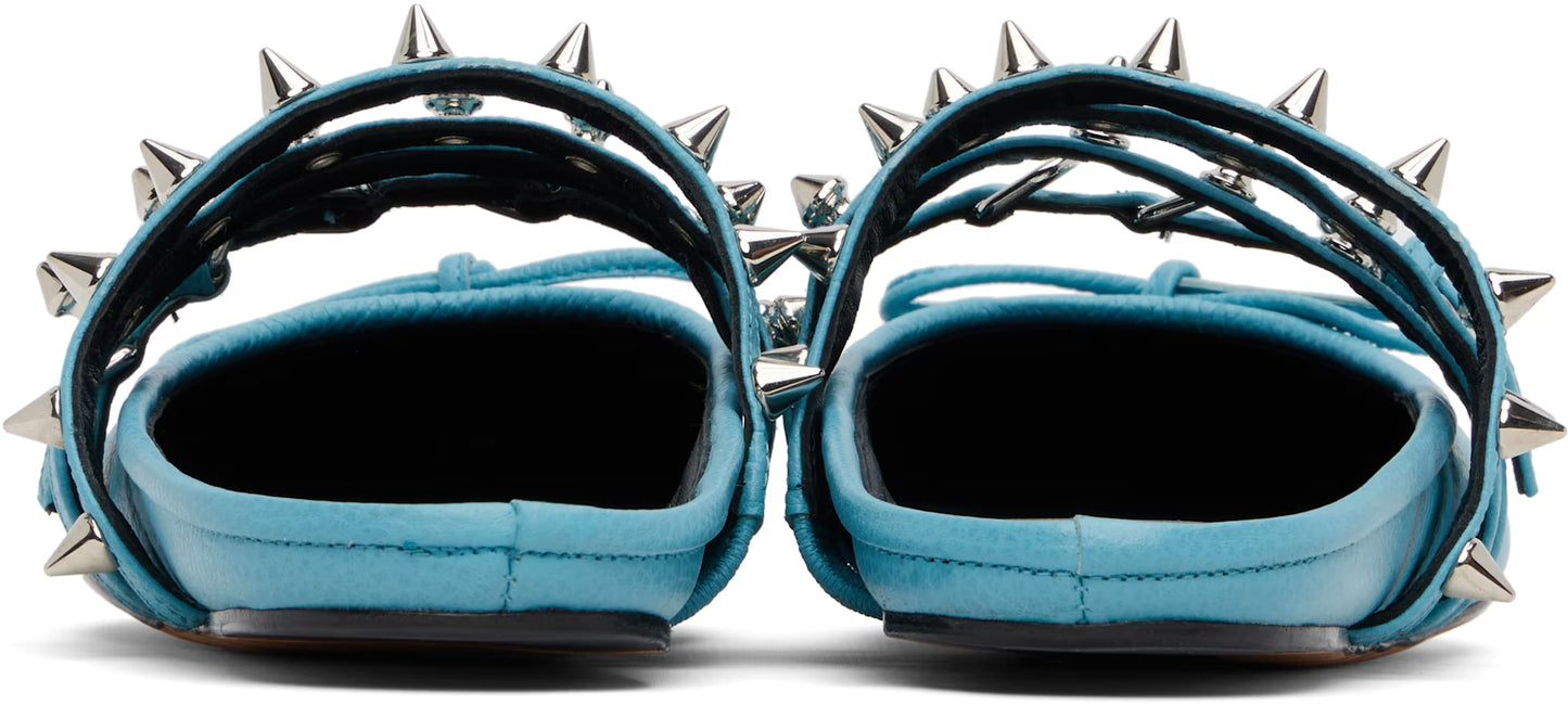Grained leather ballerina-style Flats in blue