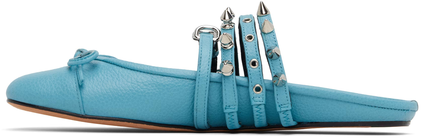Grained leather ballerina-style Flats in blue