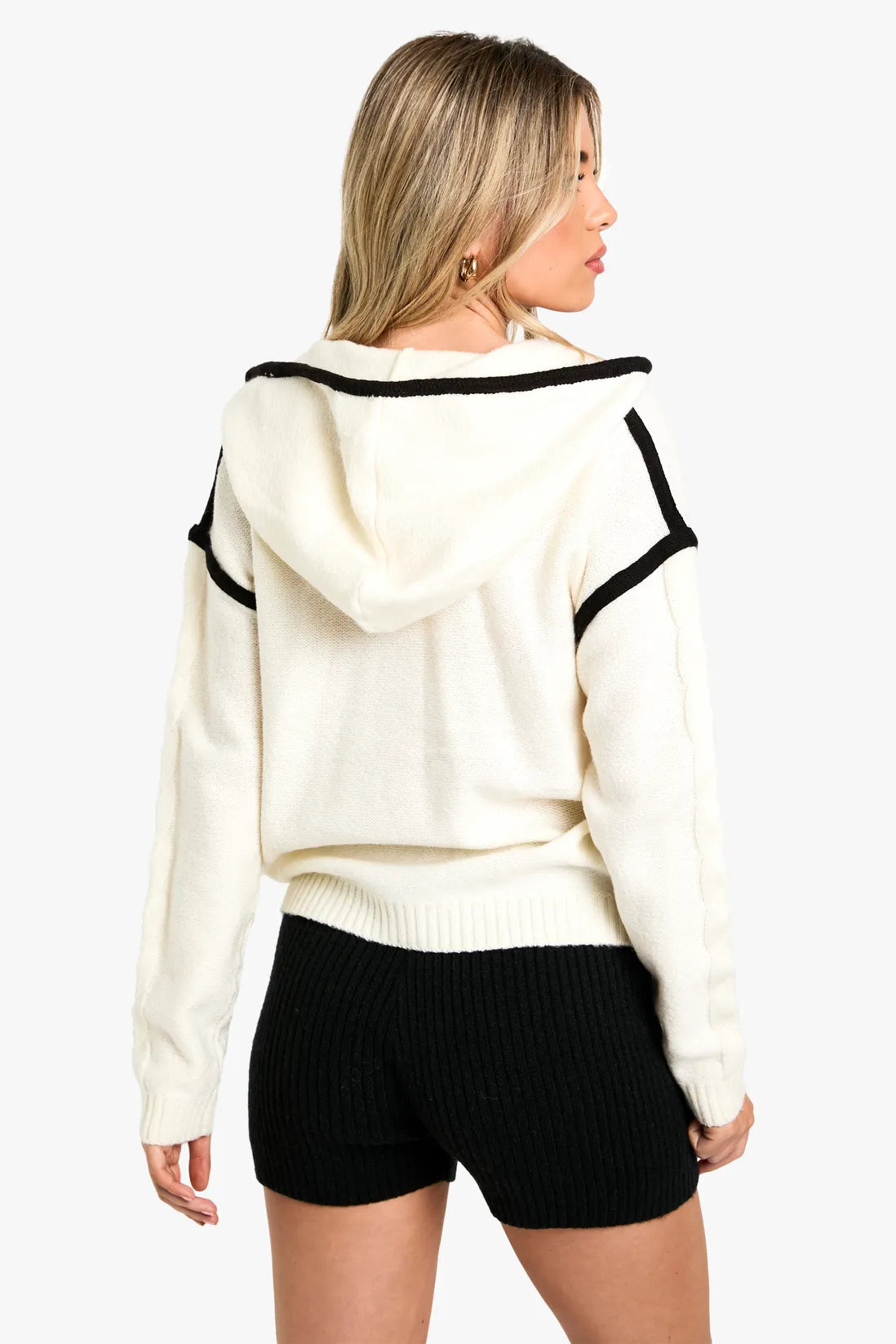 Pom Pom Contrast Trimmed Hoody