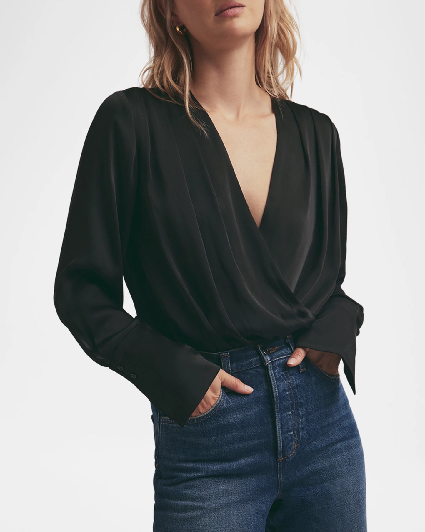 The Date Satin Bodysuit Top || Ownara