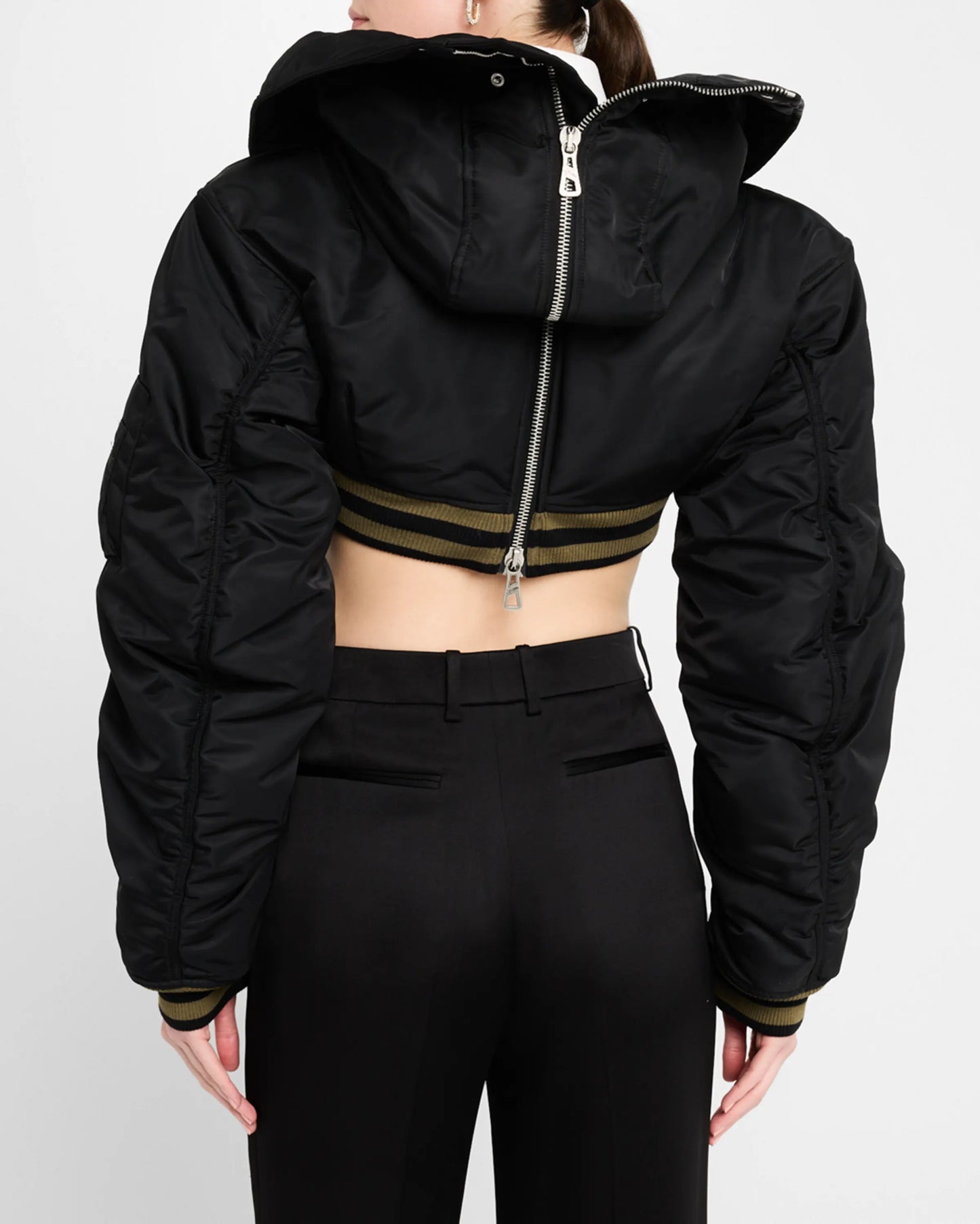 Nylon Cropped Padded Bomber || Ownara