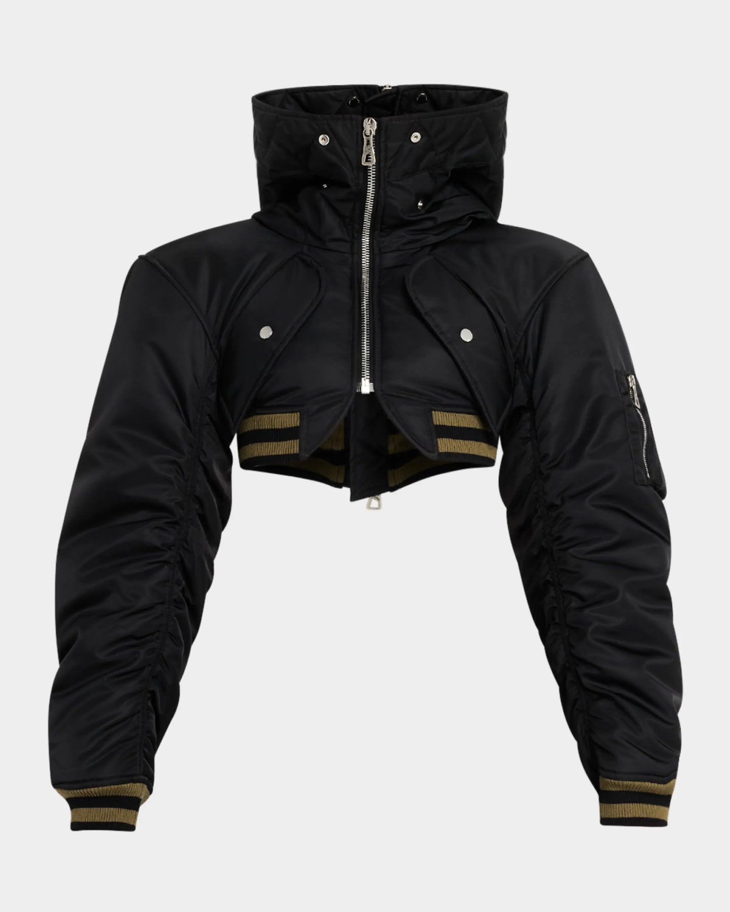 Nylon Cropped Padded Bomber || Ownara