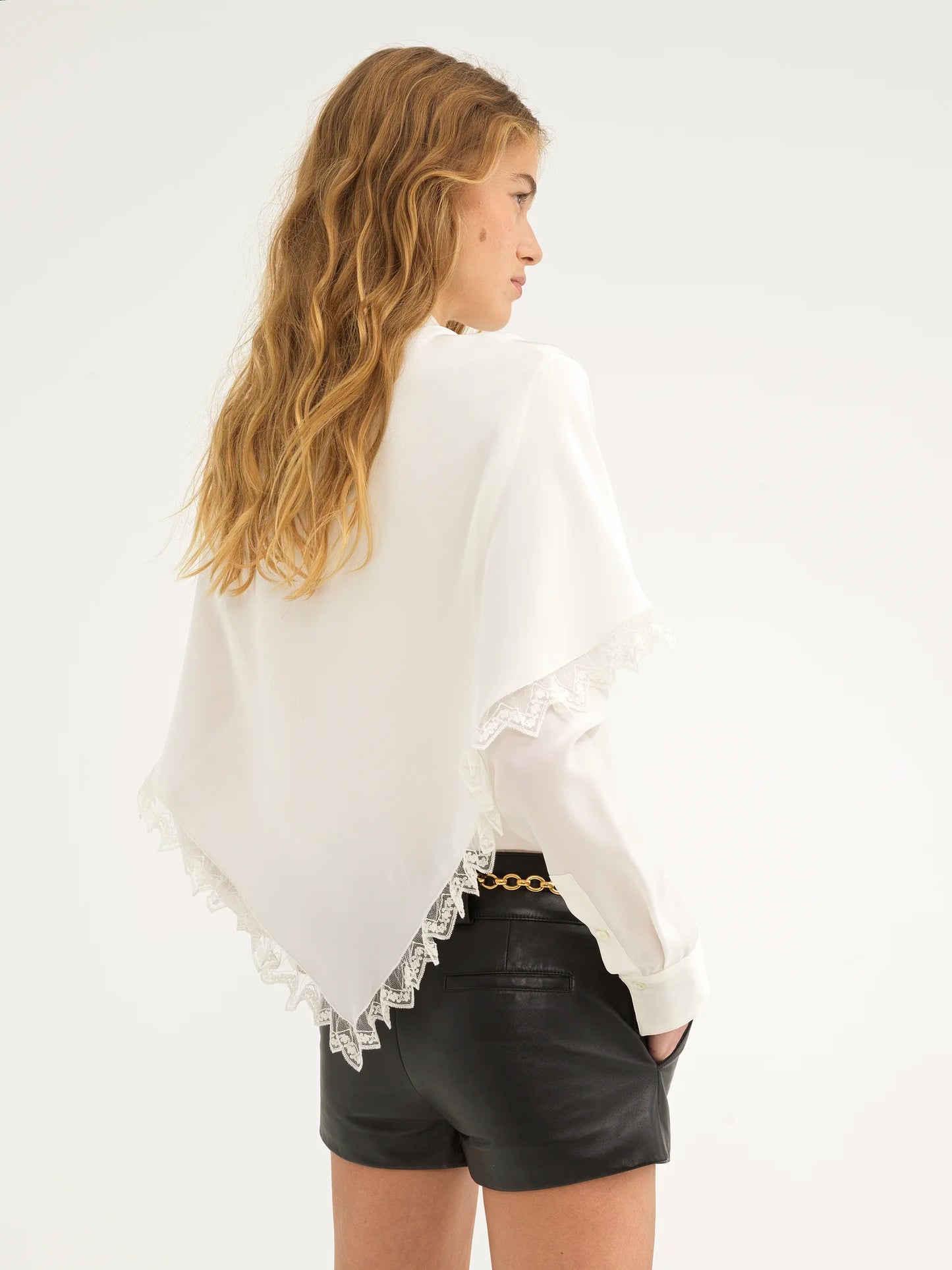Knotted heritage cape blouse in silk || Ownara