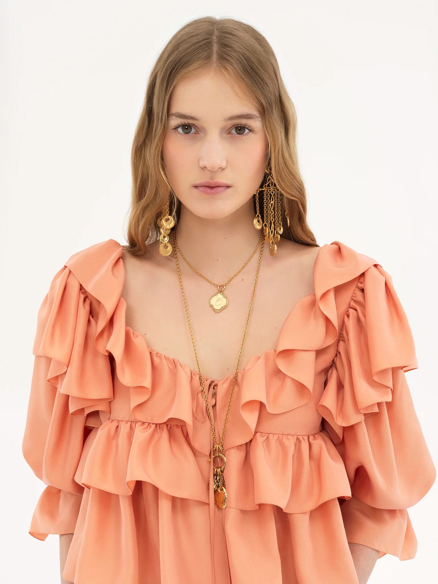 Cropped ruffle top in washed silk poplin || Ownara