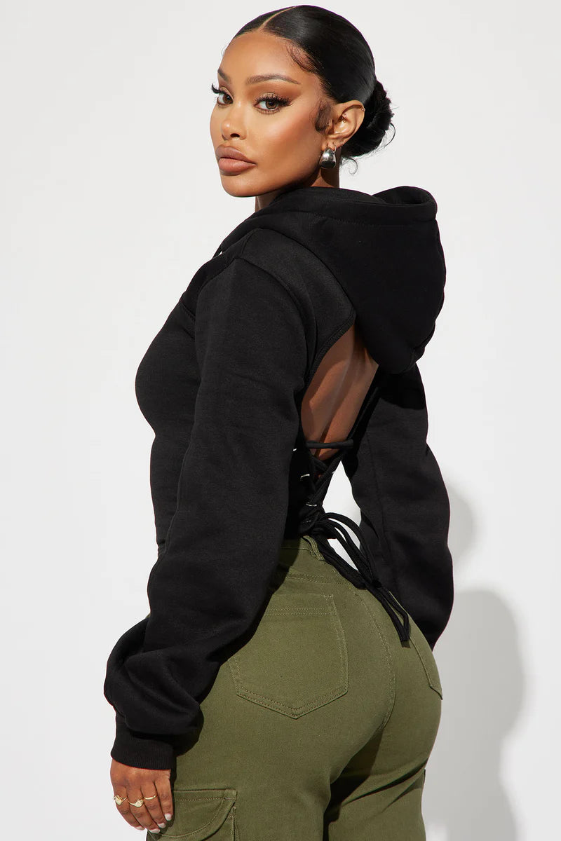 Back laces Lounge Hoodie - Black