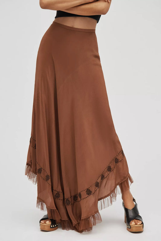 Rudy Fringe Hem Silk Maxi Skirt