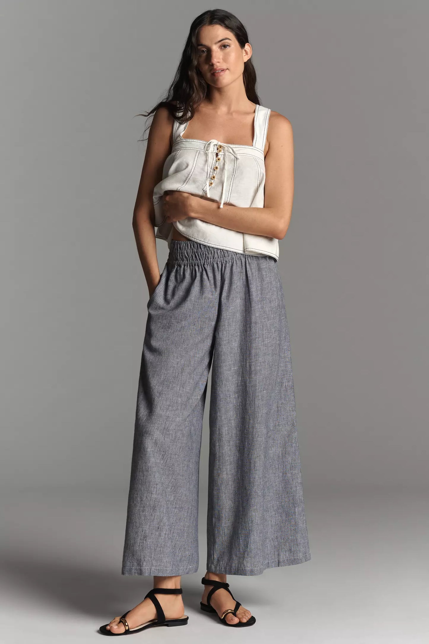 Somerset Striped Linen Blend Pull-On Pants