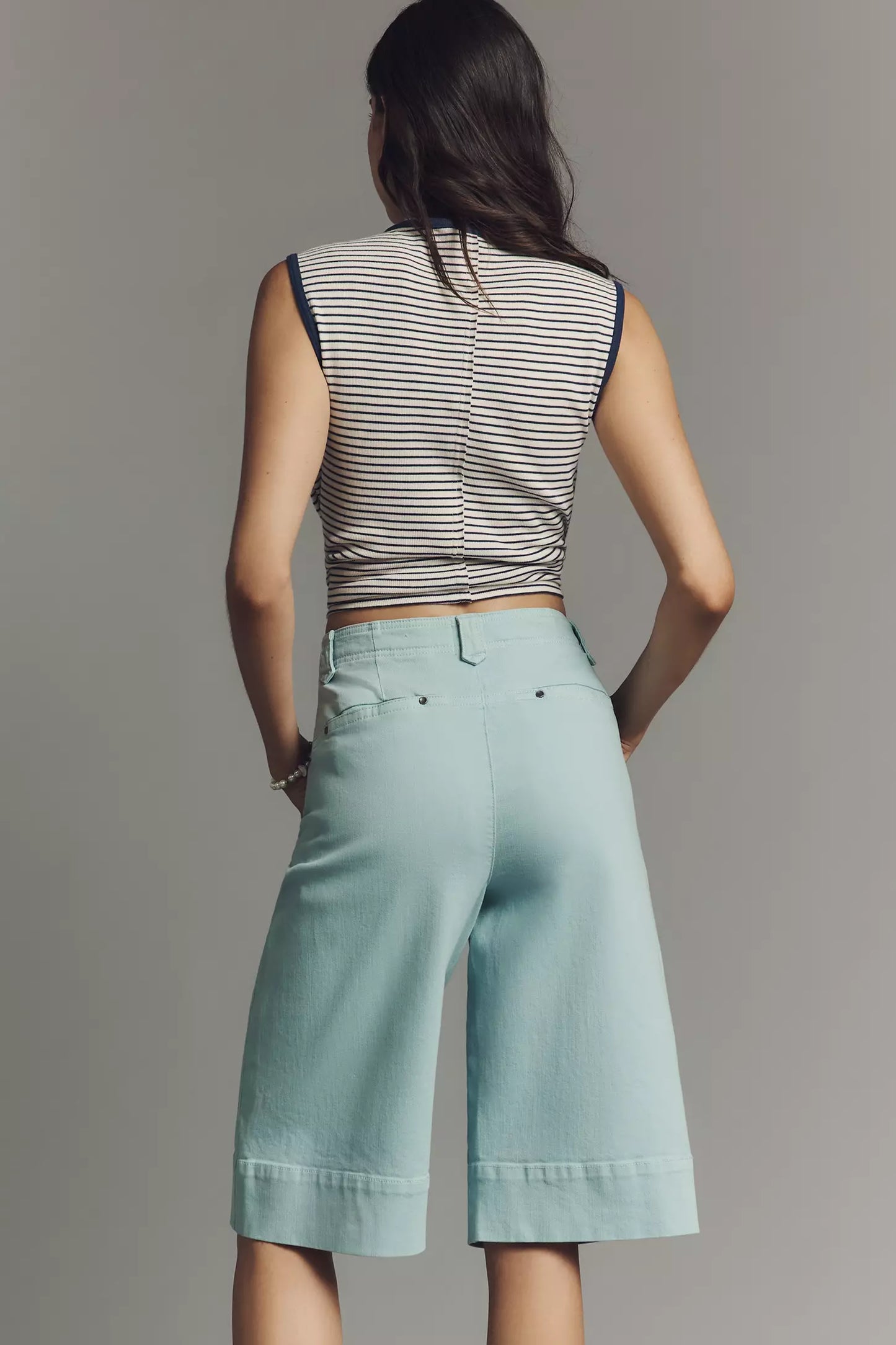 Maeve Tea Towel Denim Bermuda Shorts