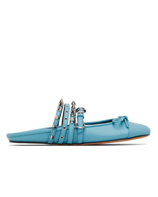 Grained leather ballerina-style Flats in blue