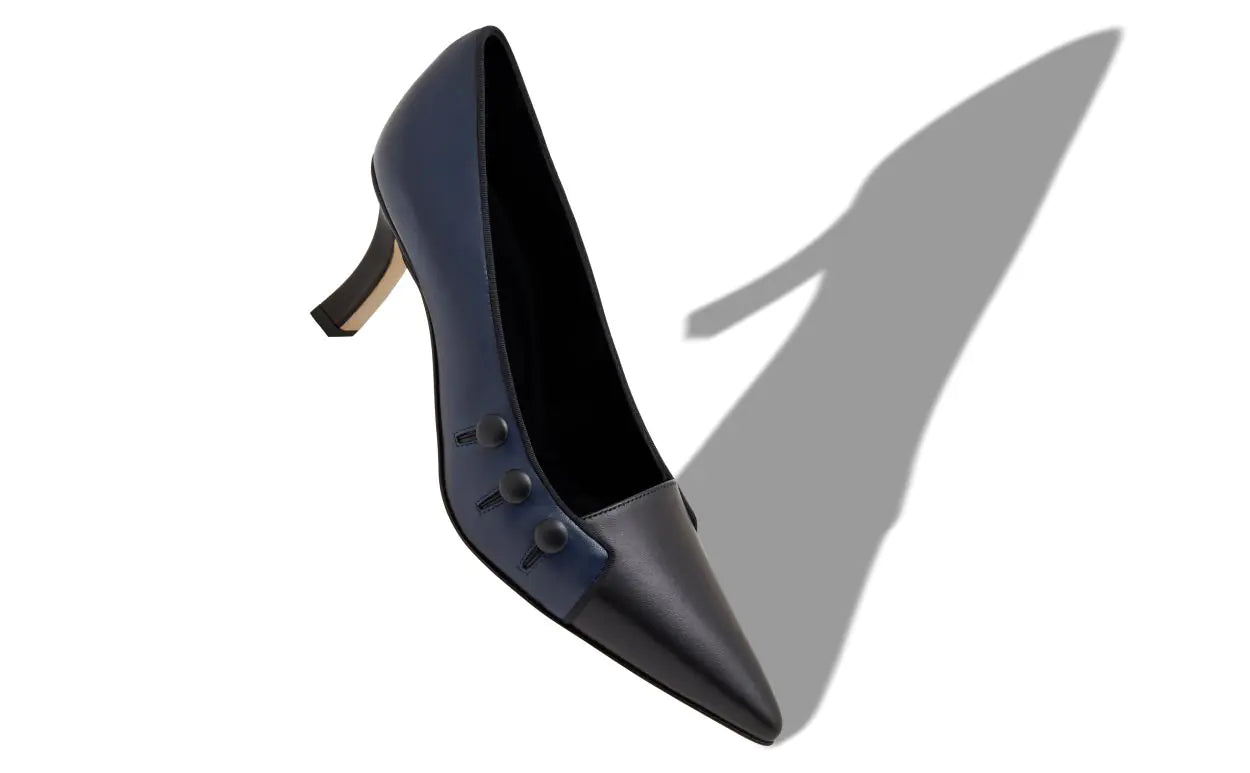 Navy Blue Nappa Leather Pumps