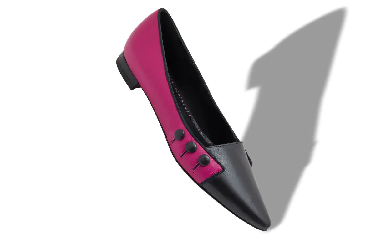 Dark Pink Nappa Leather Flat Pumps