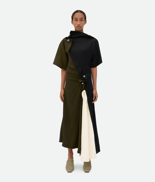 Dress in fluid stretch viscose with piercing detail || Ownara