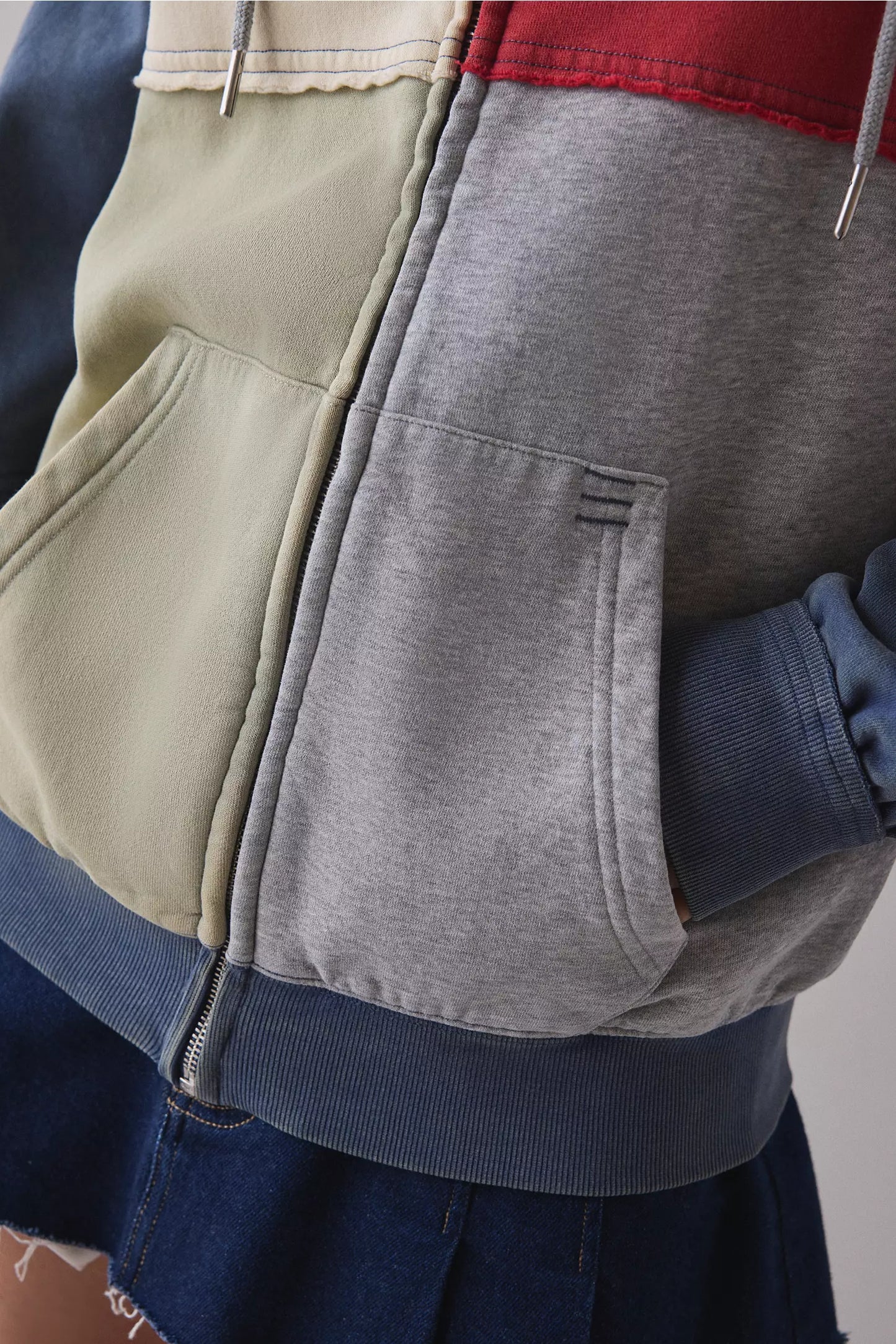 Multi colour Oversized Zip-Up Hoodie Sweatshirt