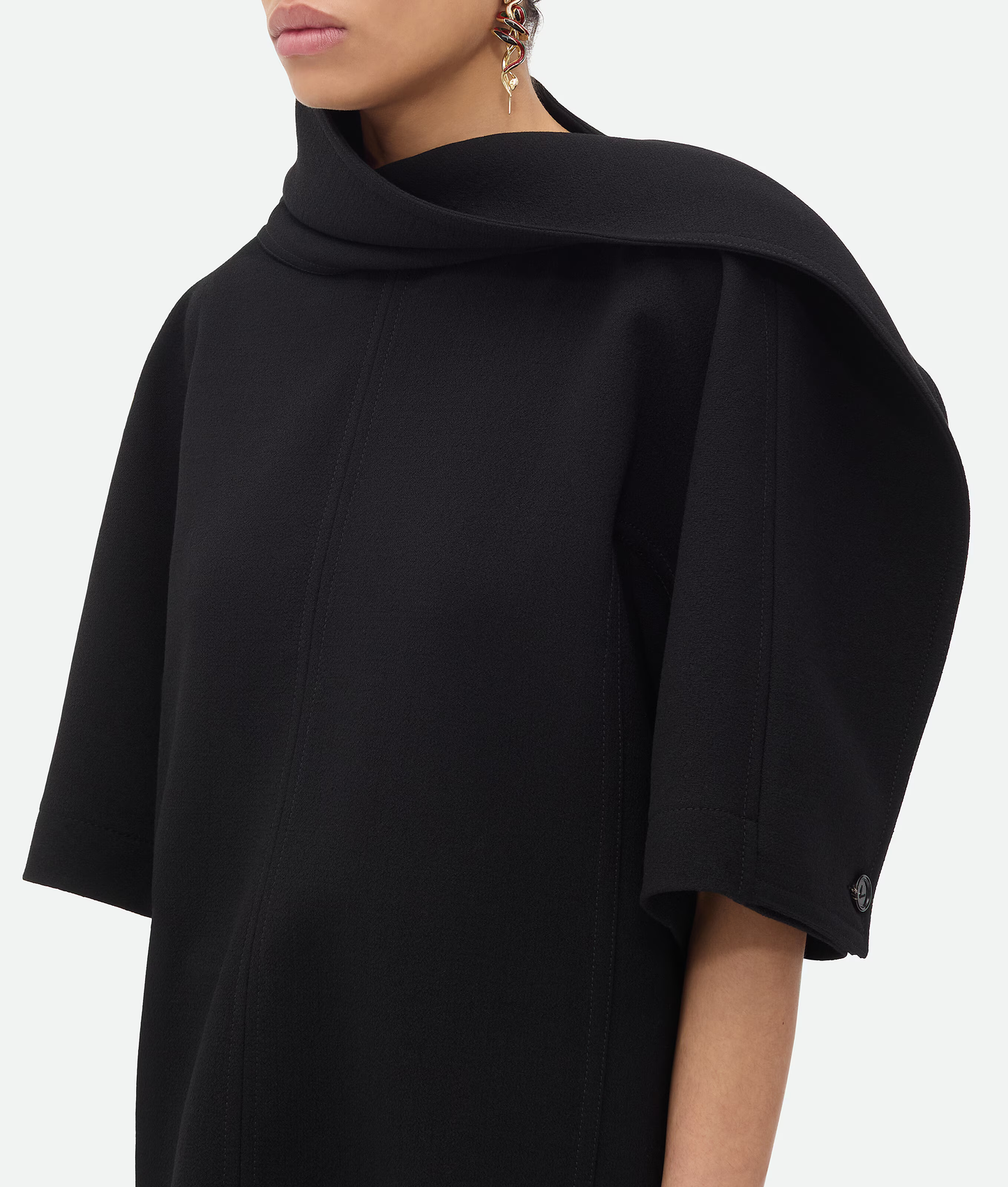 Black with stylish neck Crepe Top || Ownara