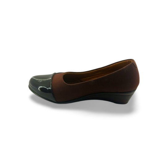 Brown Patent Leather with fabric Combi Bellies Shoes | D.D.S.H.