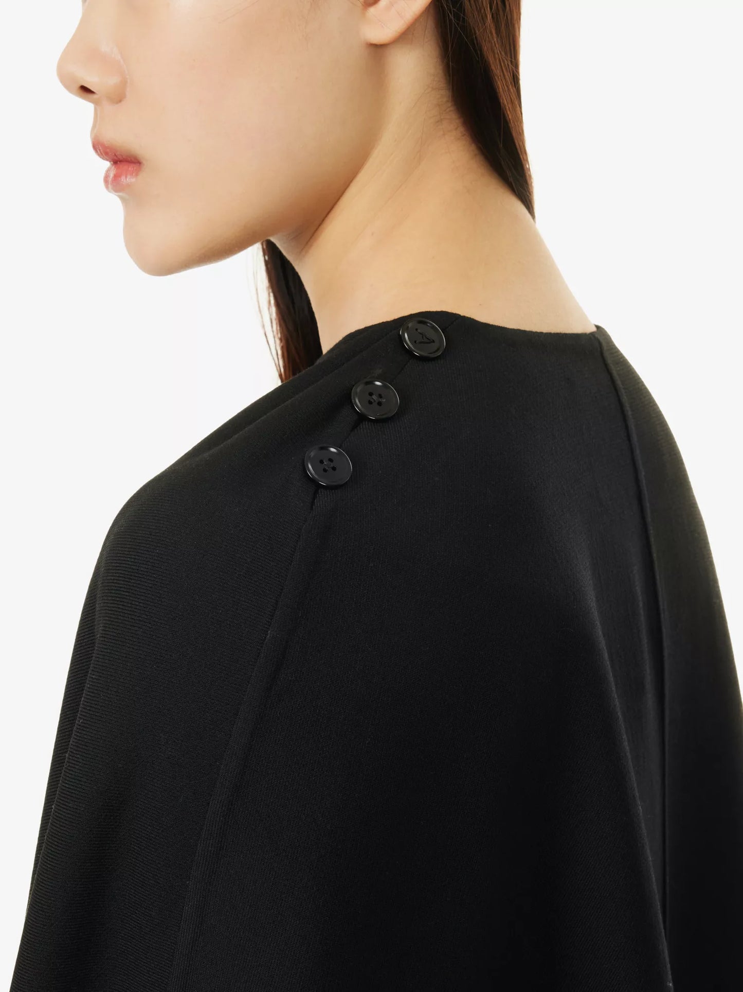 Cape flared twill-woven wool coat || Ownara