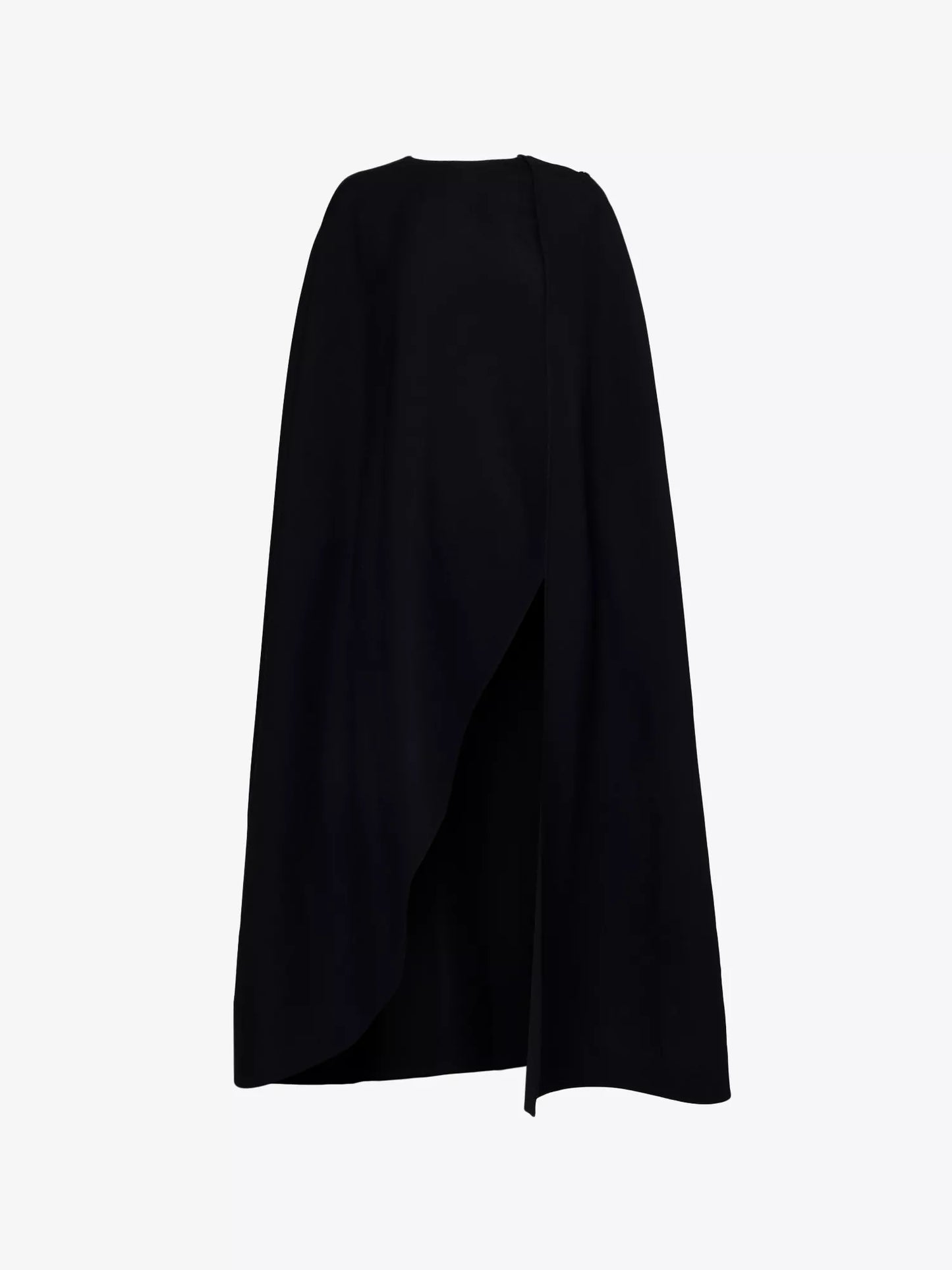 Cape flared twill-woven wool coat || Ownara