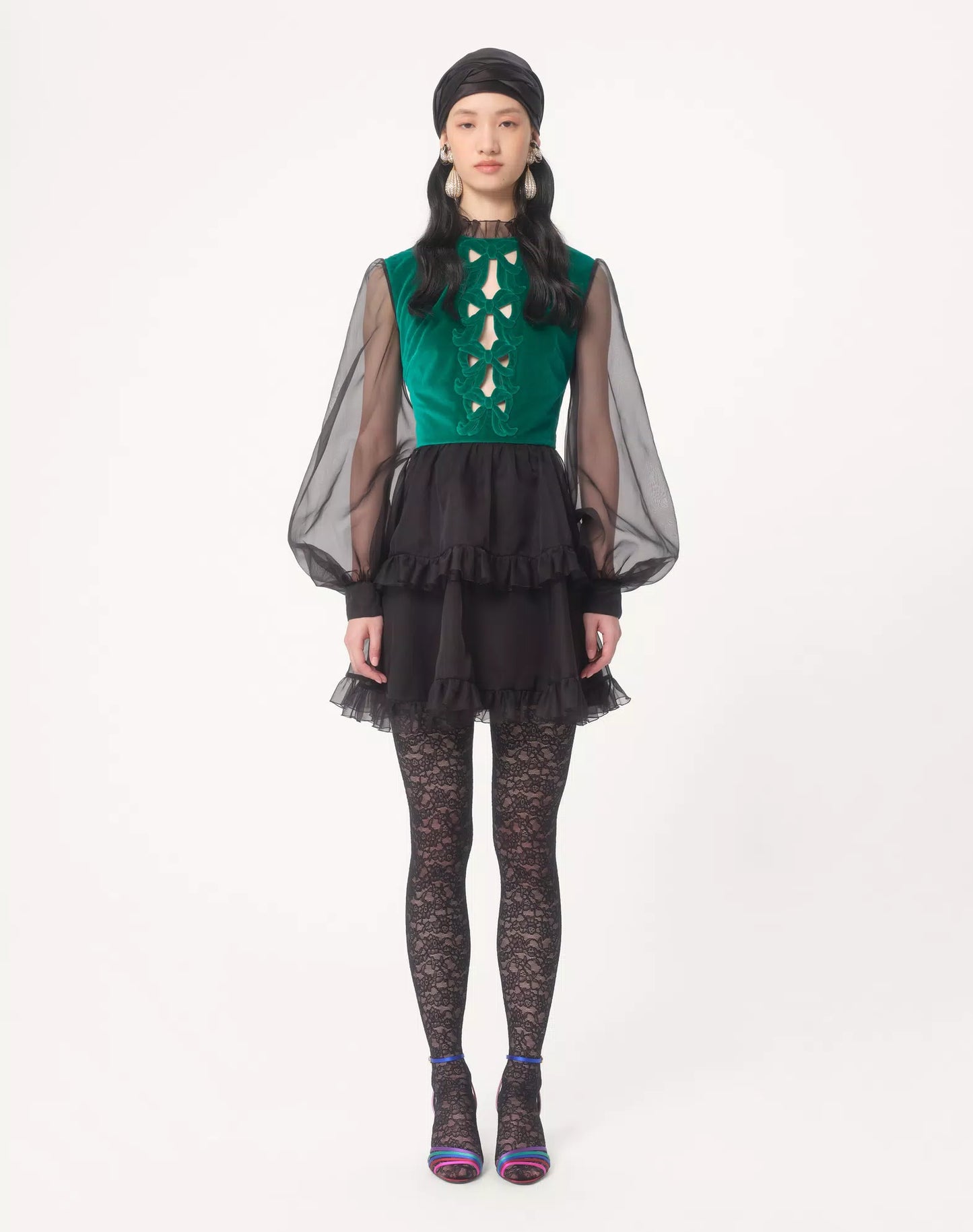 SHORT EMBROIDERED ORGANZA DRESS || Ownara