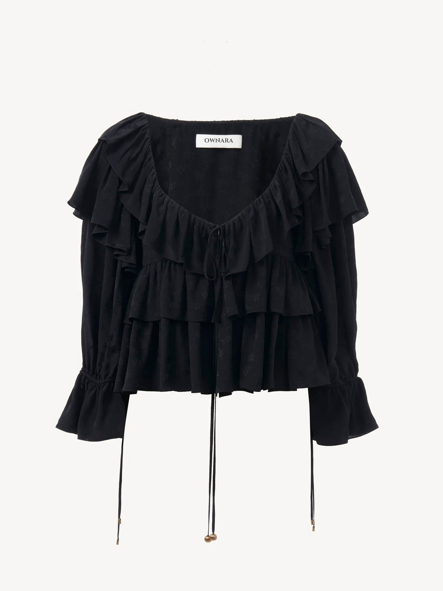 Cropped ruffle top in washed silk poplin || Ownara