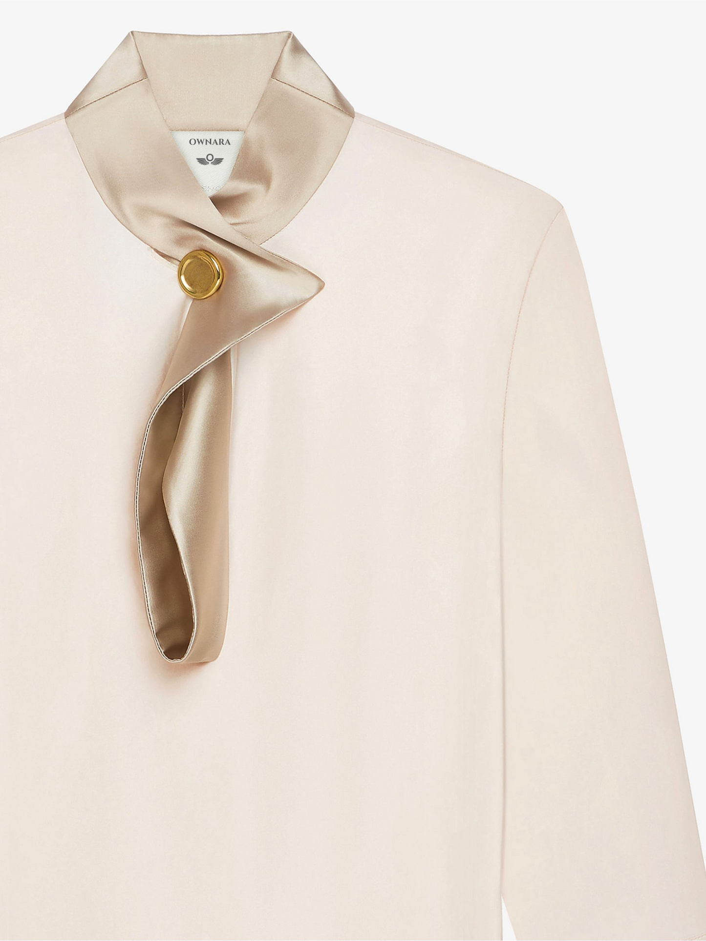Blouse in satin with buttoned collar || Ownara