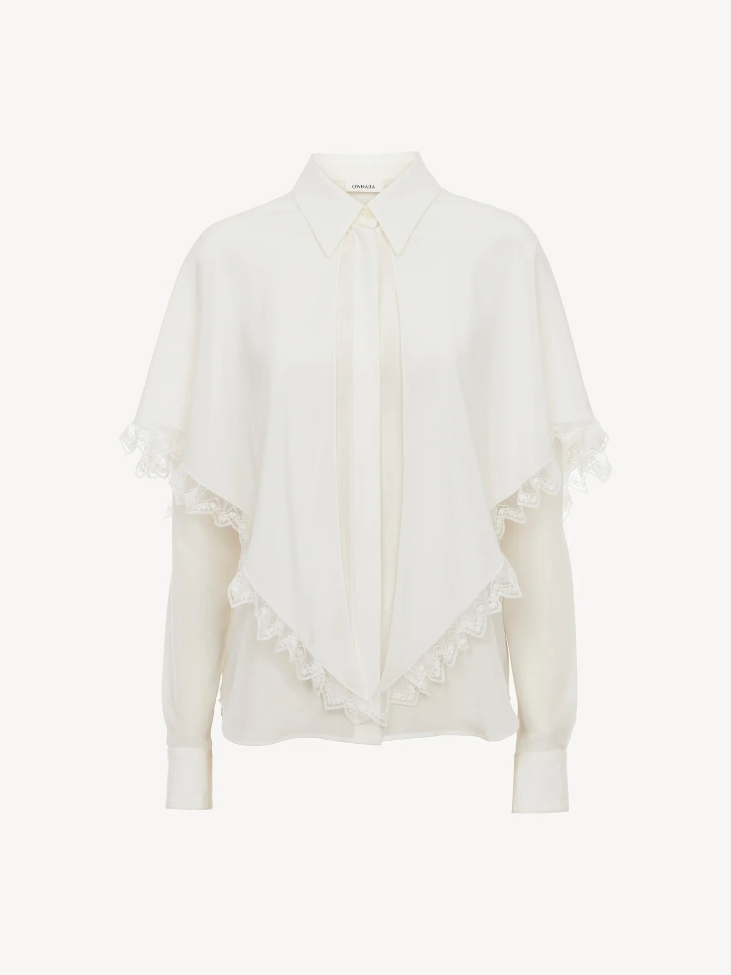 Knotted heritage cape blouse in silk || Ownara
