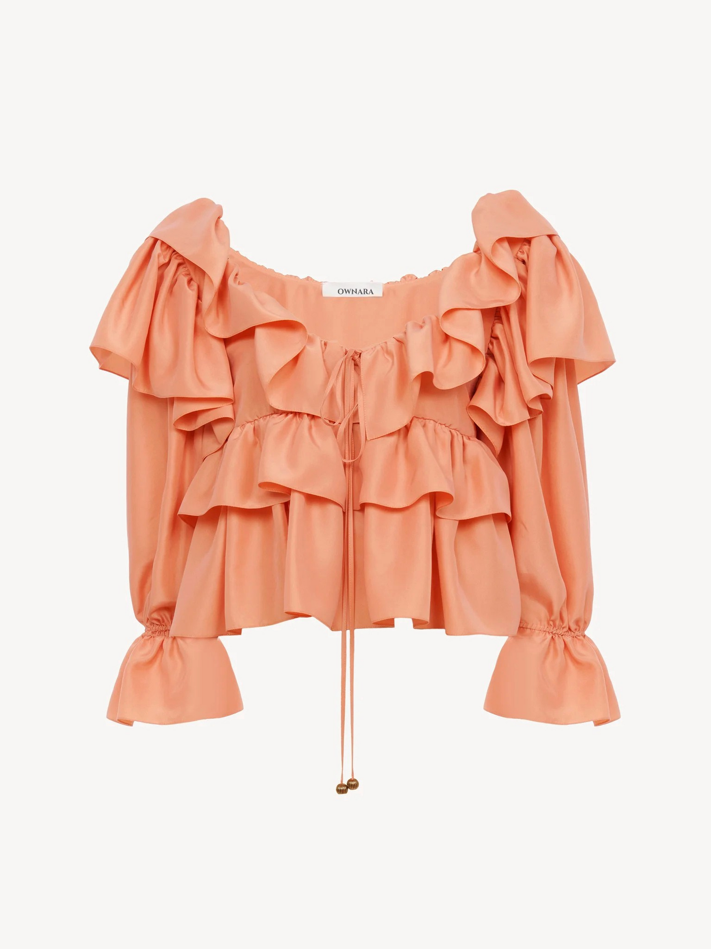 Cropped ruffle top in washed silk poplin || Ownara