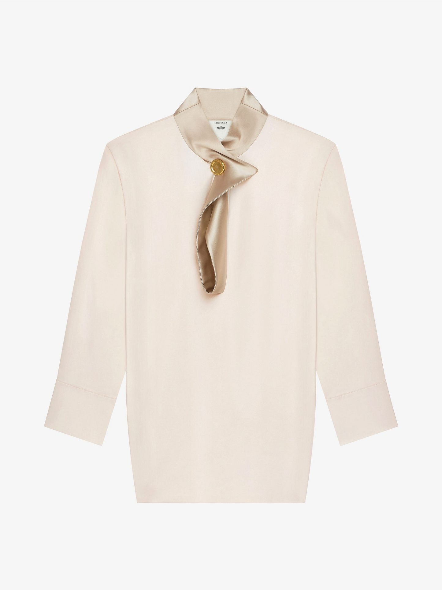 Blouse in satin with buttoned collar || Ownara