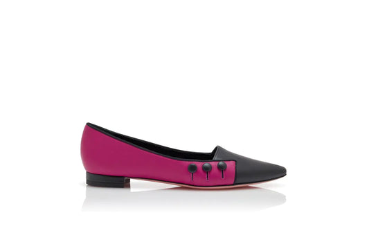 Dark Pink Nappa Leather Flat Pumps