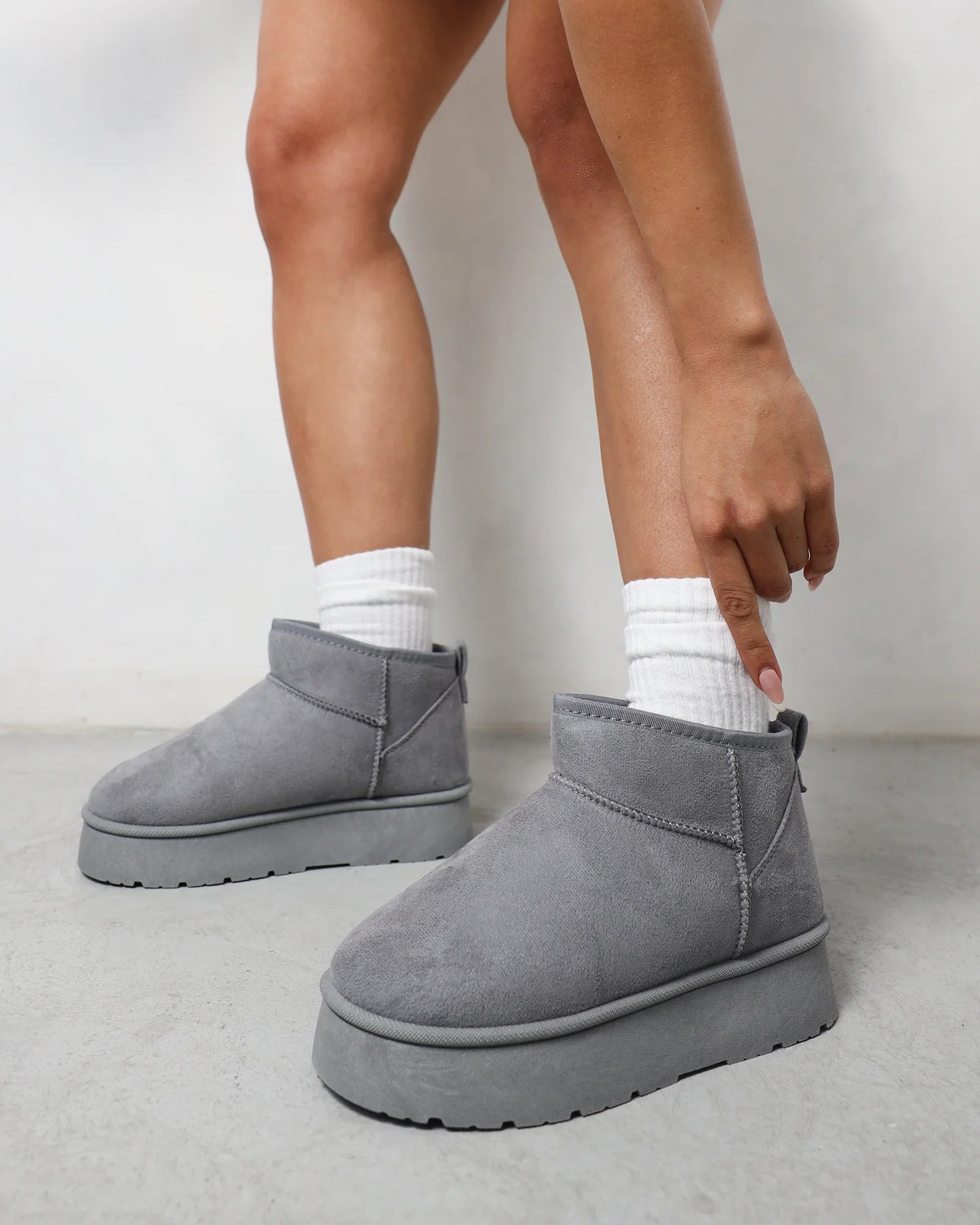Grey COMFO Suede Flatform Boots
