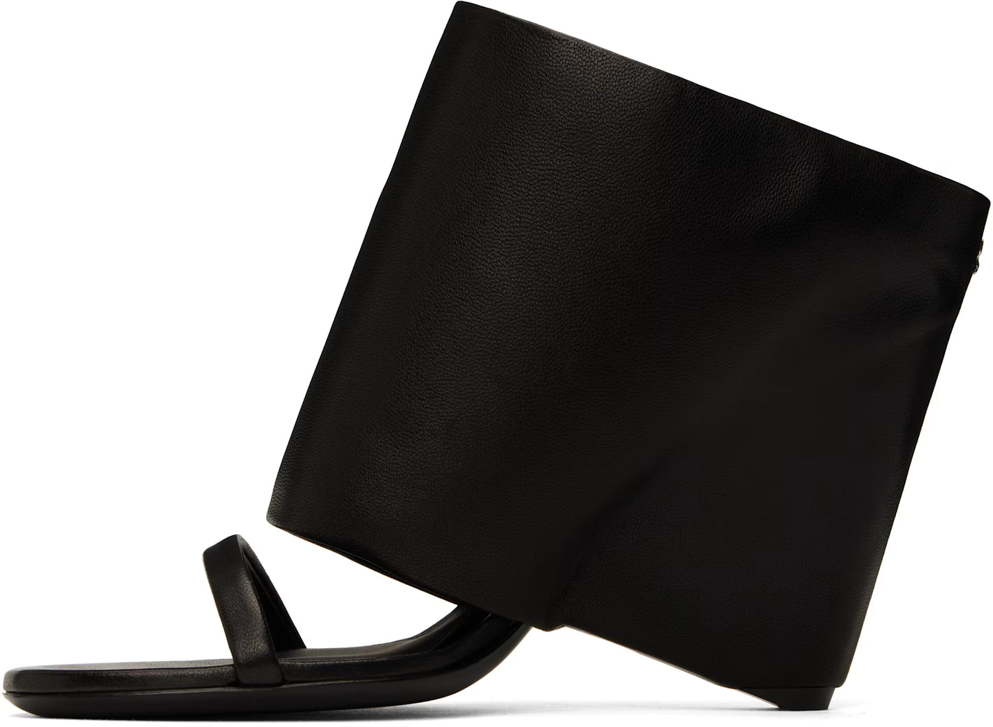 Black Oblique Wedged Leather Sandal