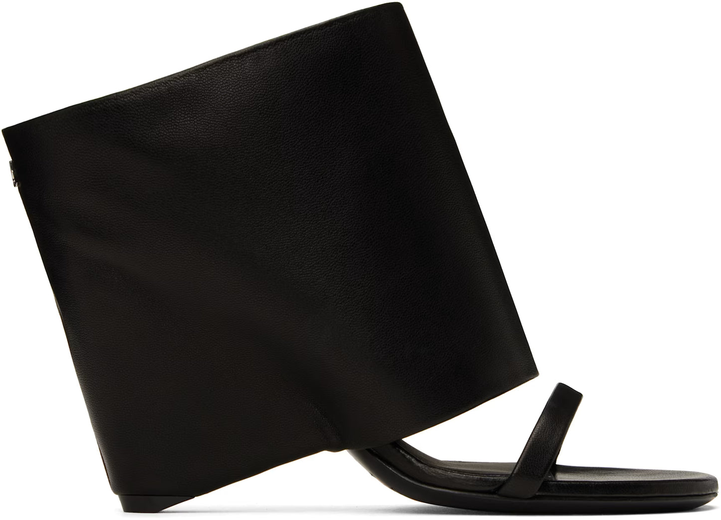 Black Oblique Wedged Leather Sandal