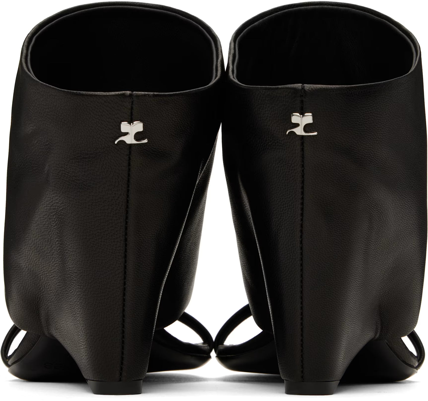 Black Oblique Wedged Leather Sandal