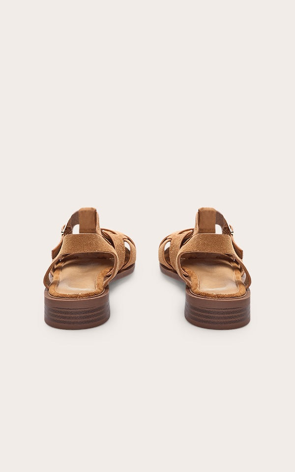 Camel Faux Suede Cage Sandals