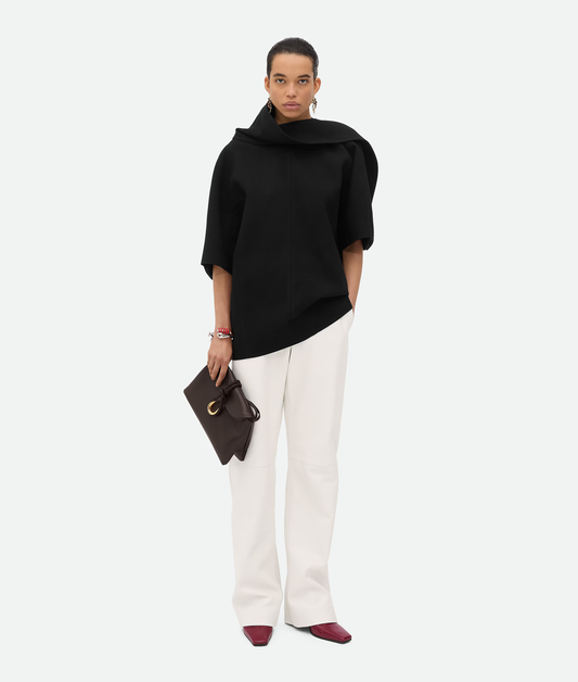 Black with stylish neck Crepe Top || Ownara