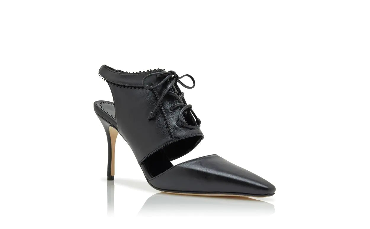 Nappa Leather Lace-Up Pumps