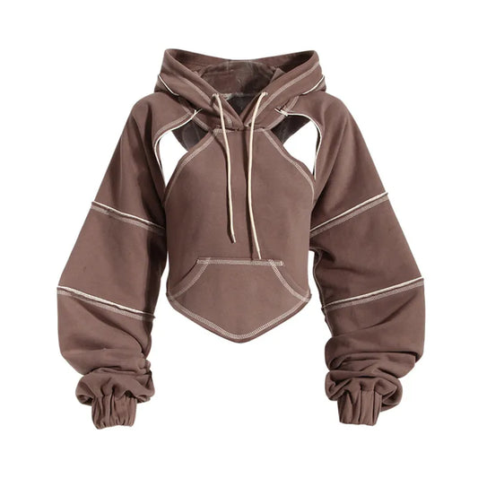 Long Sleeve Hollow Out Hoodies
