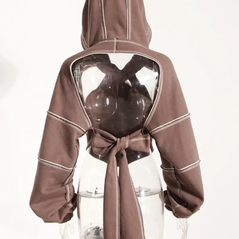 Long Sleeve Hollow Out Hoodies