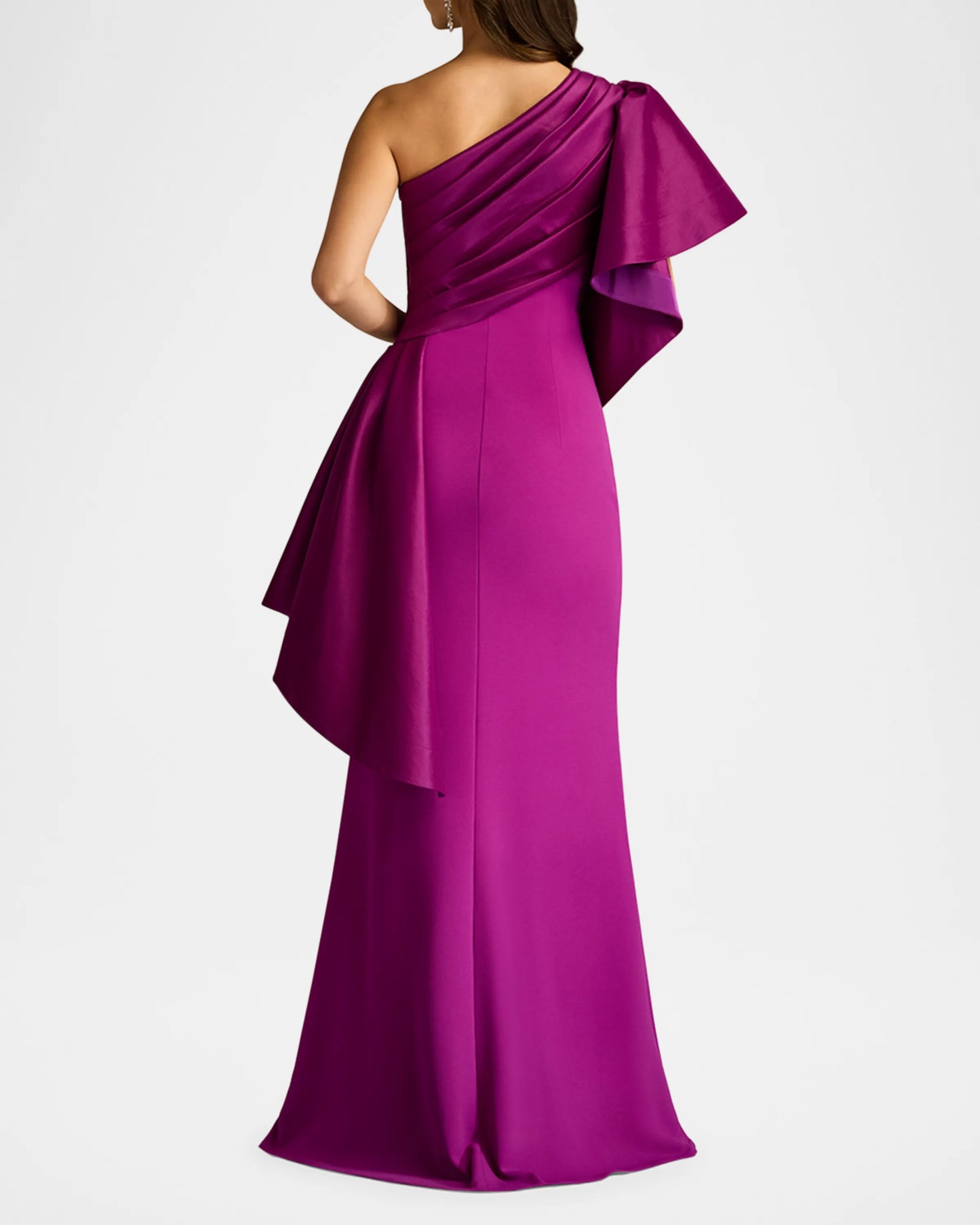 Draped One-Shoulder Taffeta Crepe Gown || Ownara