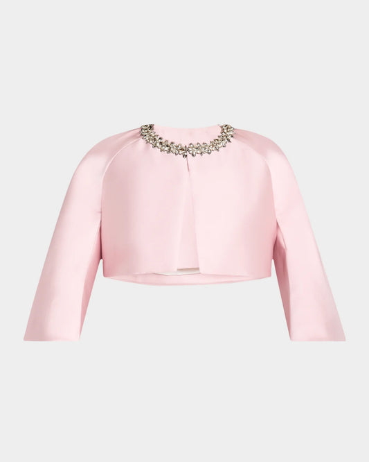 Crystal-Neck Crop Bolero Jacket || Ownara
